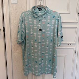 Bad Birdie Mint Geometric Polo Shirt